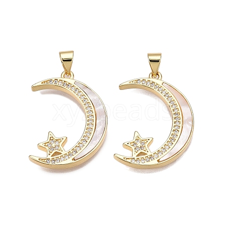 Brass Micro Pave Clear Cubic Zirconia Pendants KK-N254-188G-1