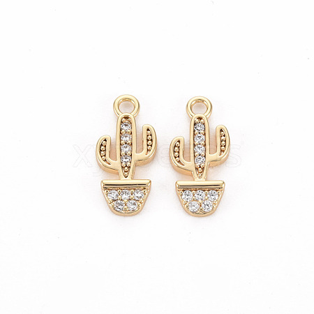 Brass Micro Pave Clear Cubic Zirconia Charms KK-S356-462-NF-1