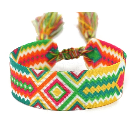 Ethnic Style Polyester Flat with Rhombus Cord Bracelets for Women PW-WG0A94A-04-1