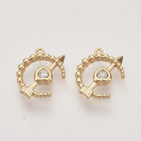 Brass Cubic Zirconia Charms KK-N216-16-1