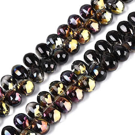 Electroplate Baking Paint Transparent Glass Beads Strands GL-N005-02A-C03-1