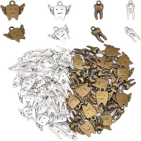 CHGCRAFT 80Pcs 4 Style Alloy Pendants FIND-CA0006-59-1