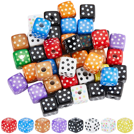 48Pcs Opaque Printed Acrylic Beads OACR-SC0002-92-1