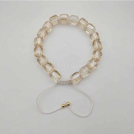 Adjustable Electroplated Faceted Cube Glass Braided Beaded Bracelets for Women Men DM4334-4-1