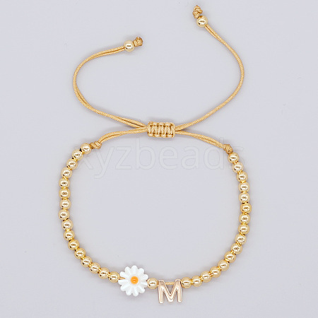 Golden Tone Daisy Braided Bead Bracelets WY1454-13-1