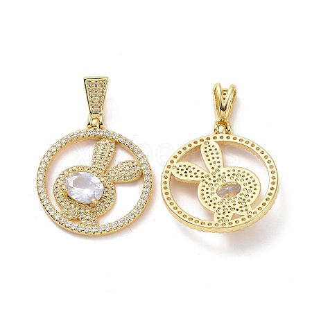 Brass Micro Pave Cubic Zirconia Pendants ZIRC-F134-26G-01-1