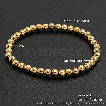 Shell Round Beads Stretch Bracelets for Men Women NU4879-4-1