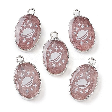 Natural Strawberry Quartz Oval Pendants G-C102-07P-04-1