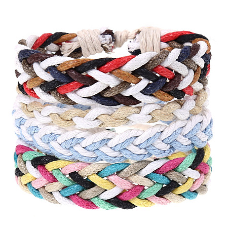 4Pcs Retro Cattlehide Leather Cord Multi-strand Bracelets for Men WGE7990-30-1