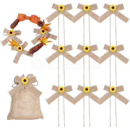 Polyester Ribbon Sunflower Bow DIY-WH0321-08-1