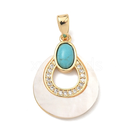 Brass Micro Pave Clear Cubic Zirconia Pendants KK-G556-01G-02-1