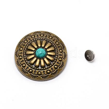 1-Hole Alloy & Turquoise Decorative Rivets PALLOY-WH0092-09K-AB-1