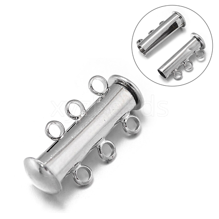 3-Strands 6-Holes Tube Brass Magnetic Slide Lock Clasps KK-D473-P-NF-1