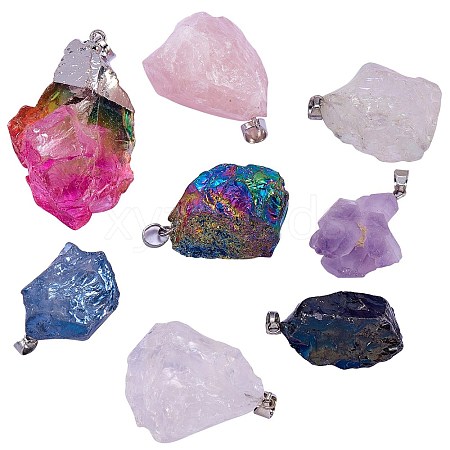 8Pcs 8 Style Natural Mixed Gemstone Pendants G-SZ0001-79-1