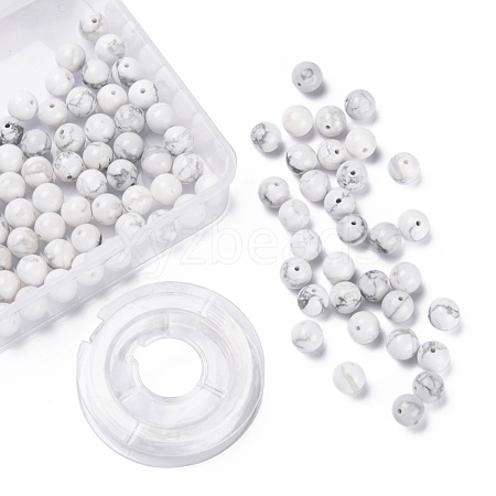 100Pcs 8mm Natural Howlite Round Beads DIY-LS0002-24-1