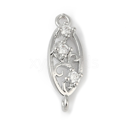 Brass Clear Cubic Zirconia Connector Charms KK-Z094-06P-01-1