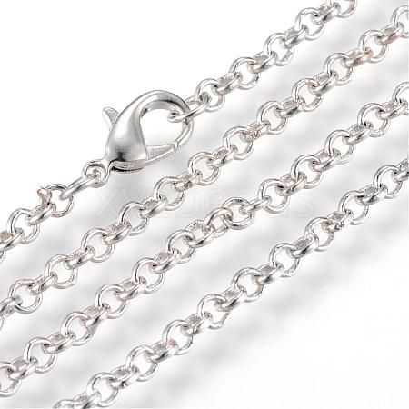 Iron Rolo Chains Necklace Making MAK-R015-75cm-P-1