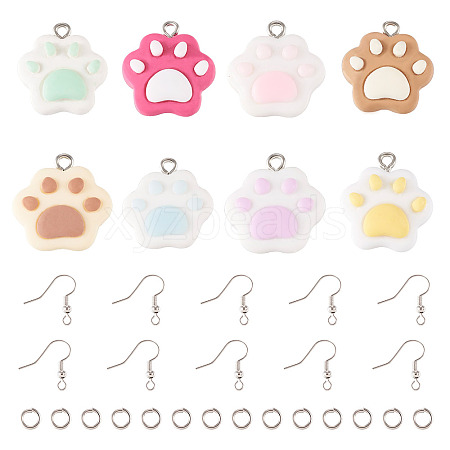 DIY Cat Paw Print Resin Dangle Earring Making Kit DIY-TA0009-51-1
