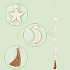 Star Moon Bohemian Style Wooden Pendant Decorations HJEW-WH0053-12-6