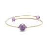 Natural Amethyst Round Beaded Bangle BJEW-JB07840-03-1