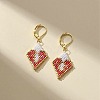 Glass Seed Braided Rhombus with Heart Dangle Leverback Earrings EJEW-MZ00030-02-2