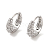 Brass Micro Pave Clear Cubic Zirconia Hoop Earrings KK-A227-11P-1