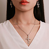 Cross Alloy Crystal Rhinestone Pendant Necklace & Dangle Earrings Sets for Women WG08149-03-2