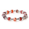 Natural Red Agate Round Beaded Stretch Bracelets for Women JT2459-11-1