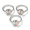 Natural Rose Quartz Adjustable Rings RJEW-K269-09P-06-1