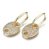 Brass Micro Pave Clear Cubic Zirconia Huggie Hoop Earring EJEW-N011-44G-1