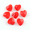 Faceted Heart Transparent Glass Charm Pendants X-GLAA-S054-14-1