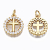 Brass Micro Pave Clear Cubic Zirconia Pendants ZIRC-N039-140-NF-2