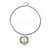 Boho Style Glass Seed Beads & Feather Alloy Pendant Necklaces NJEW-MZ00041-4