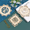 Unfinished Wooden Bohemian Meditation Energy Symbol Cup Mats WOOD-WH0034-12-4