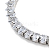 Brass Pave Clear Cubic Zirconia Teardrop Link Bracelets BJEW-YWC0002-08P-2