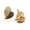 Brass Pave Cubic Zirconia Stud Earrings EJEW-M088-06G-04-2