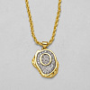 Brass Crystal Rhinestone Oval with Letter Pendant Necklaces FS-WG7CB6D-13-1