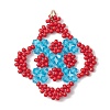 Handmade Glass Seed Beaded Rhombus Pendants PALLOY-MZ00500-03-1