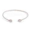 Rack Plating Brass Pave Clear Cubic Zirconia Teardrop Open Cuff Bangles BJEW-S148-03P-1