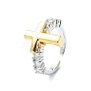 Rack Plating Brass Micro Pave Cubic Zirconia Open Cuff Rings RJEW-C076-07A-G-1