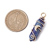 2Pcs 2 Styles Natural Lapis Lazuli Double Terminated Pointed Pendants PALLOY-JF03122-04-2