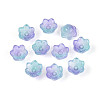 Transparent Two Tone Spray Painted Glass Bead Caps A-GLAA-Q089-002B-002-1