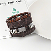 1Pc Cowhide & Imitation Leather Cord Knitted Multi-strand Bracelets AJEW-GF0011-50F-4