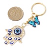 Hamsa Hand with Evil Eye & Butterfly Alloy Enamel Keychain KEYC-JKC00961-3