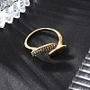 Oval 304 Stainless Steel Rhinestone Open Cuff Ring for Women RJEW-Z076-01G-2