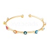 Adjustable Brass Colorful Enamel Evil Eye Open Cuff Bangles for Women BJEW-S147-18G-A-1