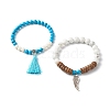 Tassel & Wing Alloy Charm Bracelets Set for Girl Women BJEW-JB06894-1