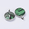 Dyed Synthetic Malachite Pendants G-P350-D14-2