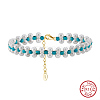 Natural Turquoise Weave Shell Pearl Beaded Bracelets BJEW-L692-006G-1