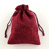 Polyester Imitation Burlap Packing Pouches Drawstring Bags X-ABAG-R004-14x10cm-06-1